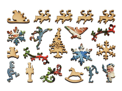 The whimsies that can be found in the puzzle, Christmas Wreath.