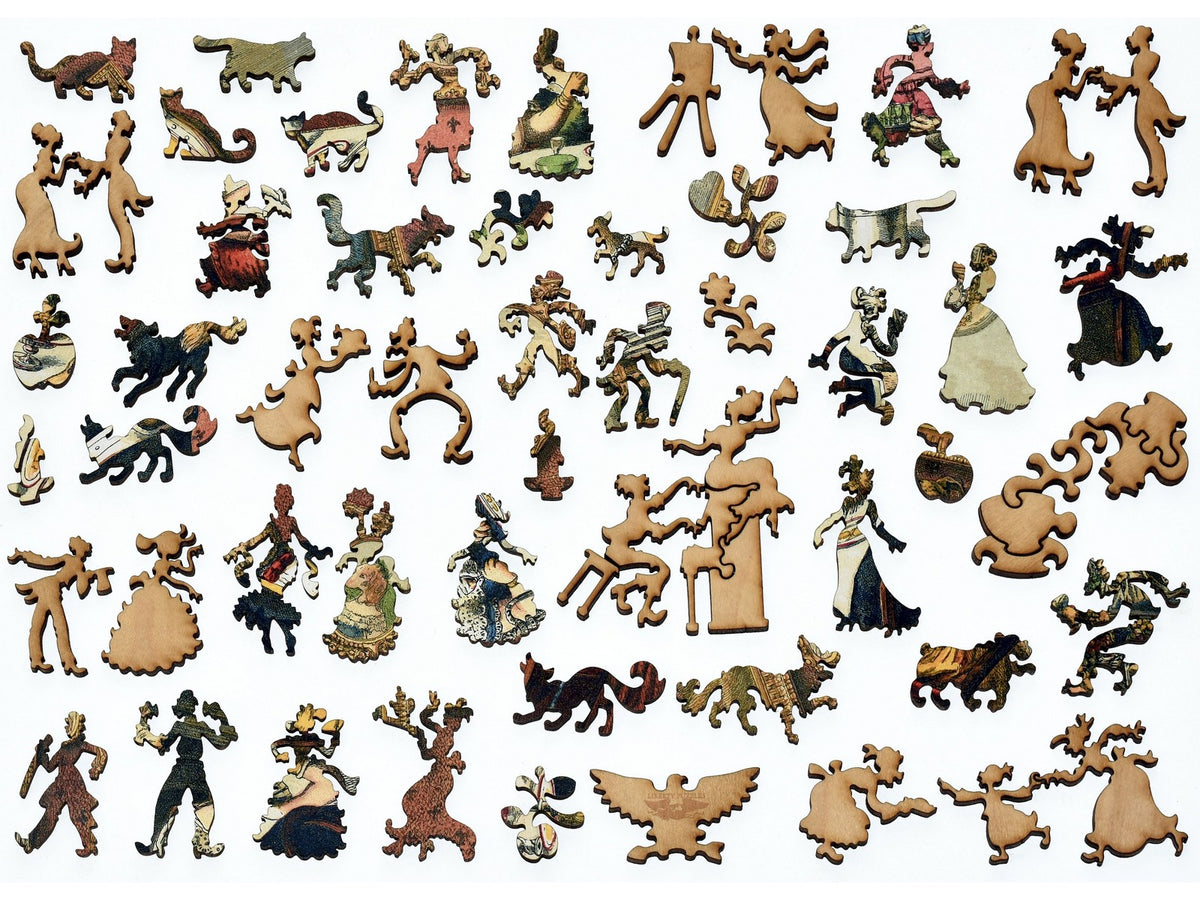 The whimsies that can be found in the puzzle, The Dogs Dinner Party.