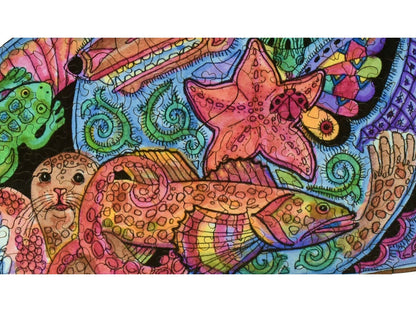 A closeup of the front of the puzzle, Dolphin.