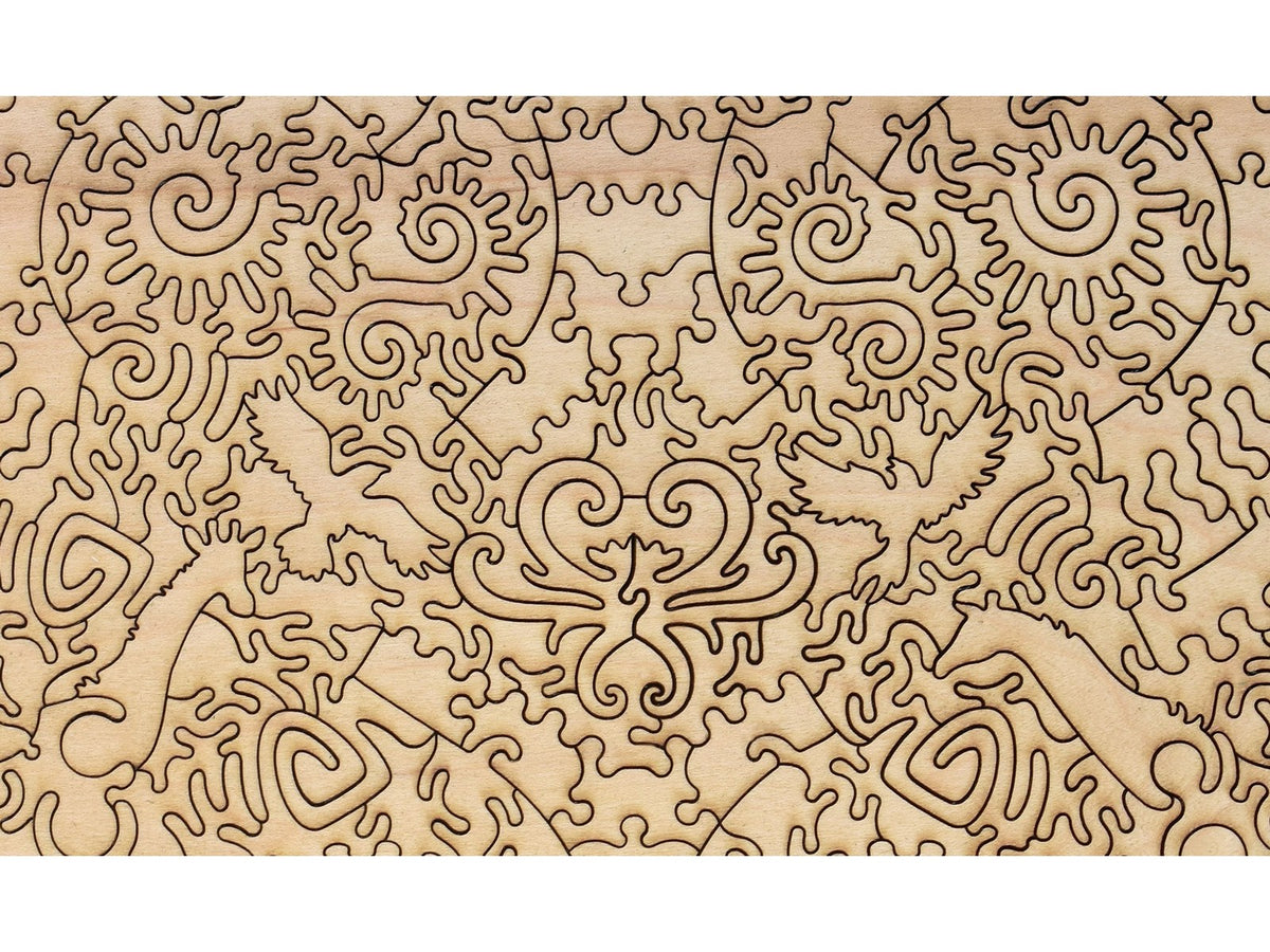 A second closeup of the back of the puzzle, Lovers, showing the detail in the pieces.