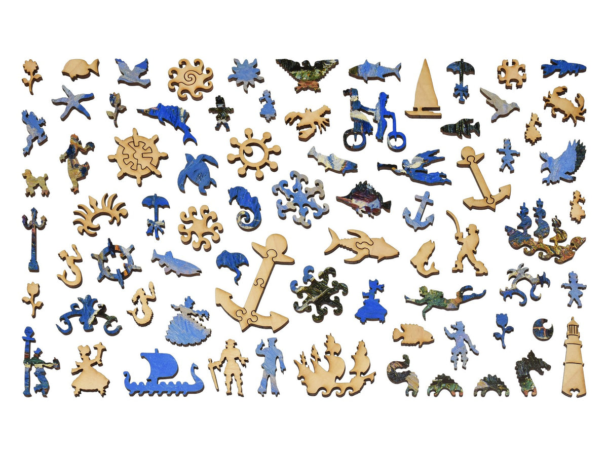 The whimsy pieces that can be found in the puzzle, Mahone Bay.