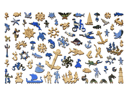 The whimsy pieces that can be found in the puzzle, Mahone Bay.