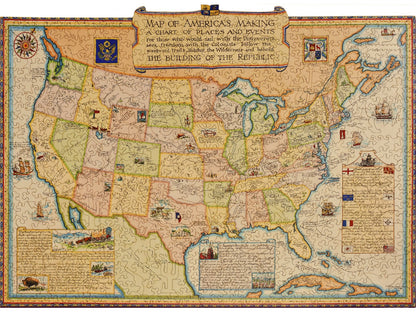 The front of the puzzle, Map of America's Making, which shows an antique map of the united states.