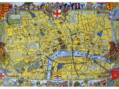 The front of the puzzle, Map of London, which shows a vintage map of London with a decorative border.