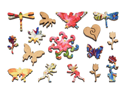 The whimsy pieces that can be found in the puzzle, Mayflower Premium Bulbs.