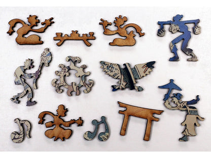 The whimsy pieces that can be found in the puzzle, Meguro Drum Bridge.