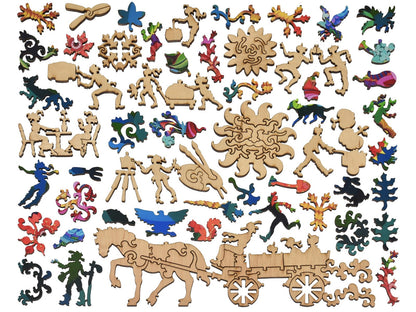 The whimsies that can be found in the puzzle, More Blooms in a Basket.