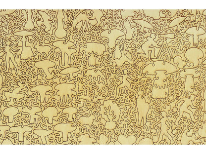 A closeup of the back of the puzzle, Mushrooms.