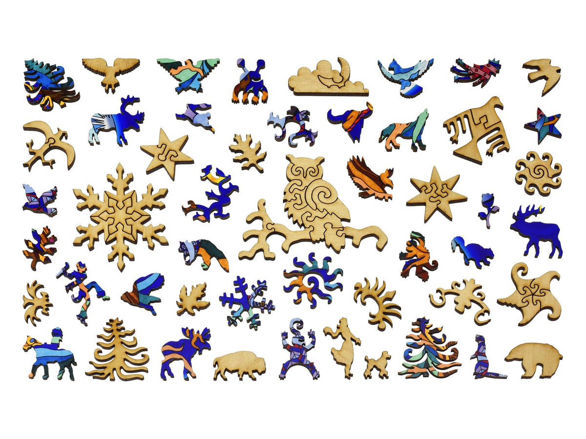 The whimsy pieces that can be found in the puzzle, The Night Owls.