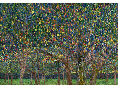 A closeup of the front of the puzzle, Pear Tree, showing the detail in the pieces.