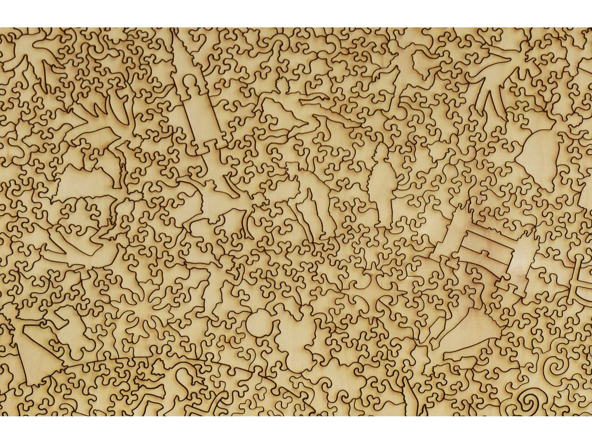 A closeup of the back of the puzzle, Piccadilly Circus.
