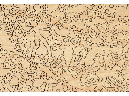 A closeup of the back of the puzzle, Rainbow Trout.