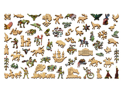 The whimsy pieces that can be found in the puzzle, Rambles Through Our Country.