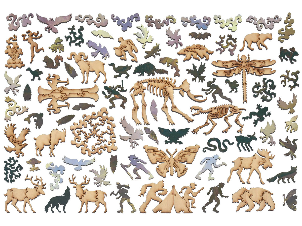 The whimsies that can be found in the puzzle, Rocky Mountain Landscape.