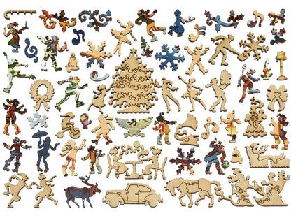 The whimsies that can be found in the puzzle, Sing a Song of Christmas.