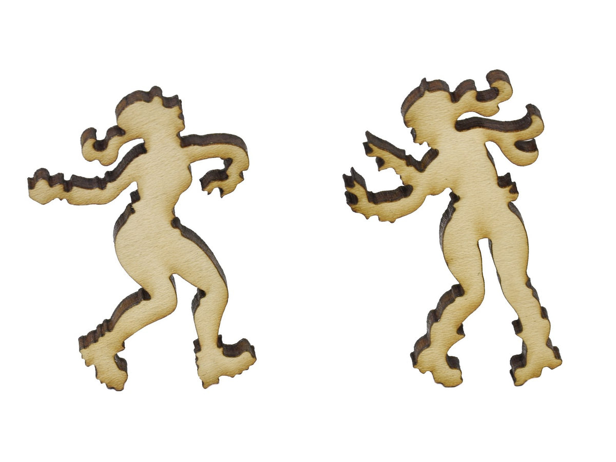 A closeup of pieces in the shape of two people having a snowball fight.