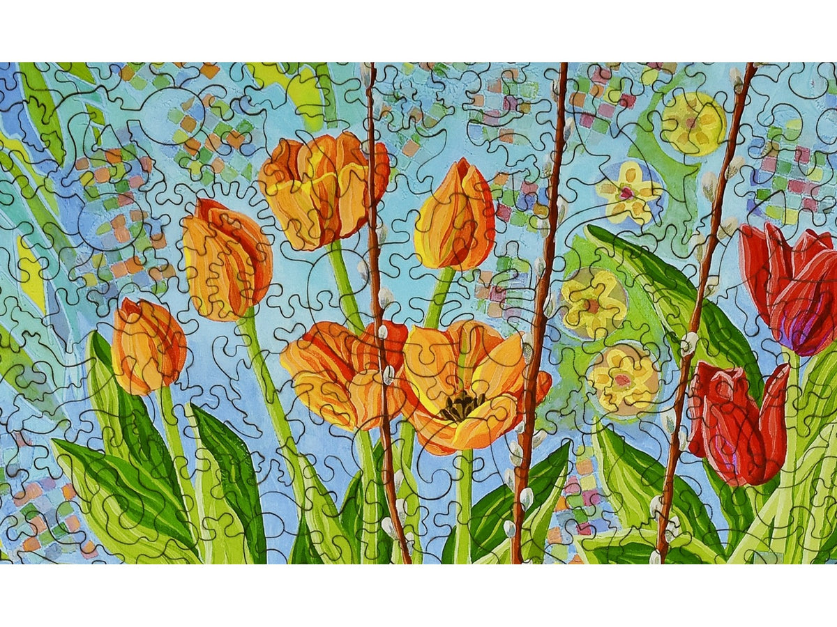 A closeup of the front of the puzzle, Spring Garden.