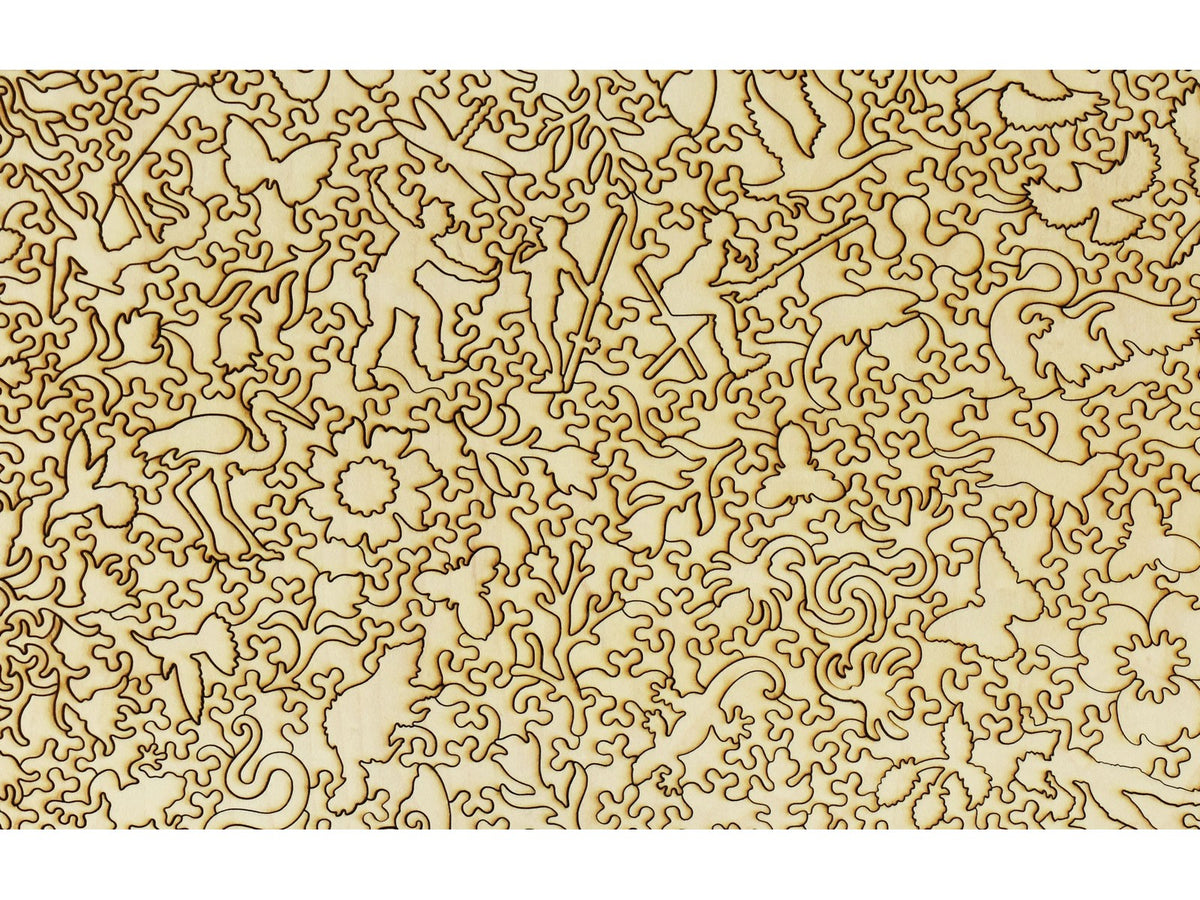 A closeup of the back of the puzzle, Summer Swans.