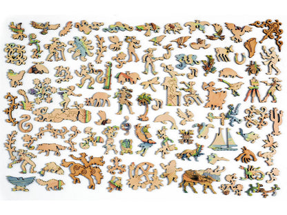The whimsy pieces that can be found in the puzzle, Texas Map.