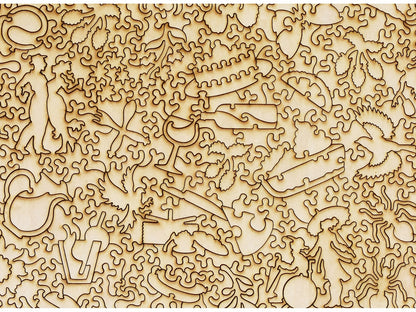 A closeup of the back of the puzzle, The Picnic, showing the detail in the pieces.
