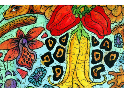 A closeup of the front of the puzzle, Toucan.