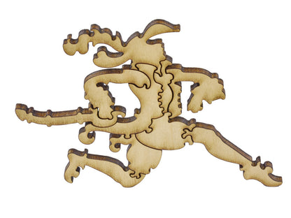 A closeup of pieces in the shape of a fancy man.